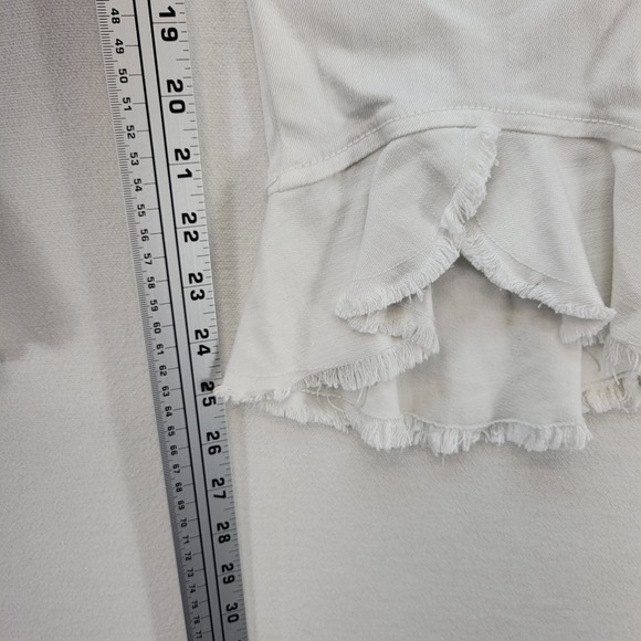 Alice + Olivia Jeans Womens 26 White Zoe Ruffle Split Hem Vintage Sugar Mid Rise - Picture 11 of 12